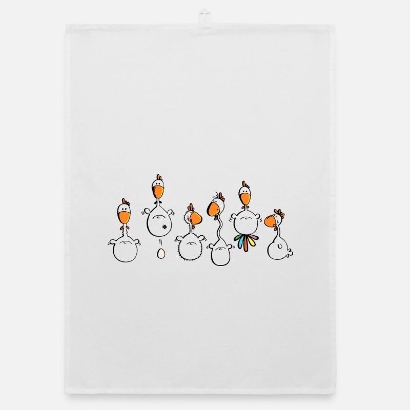 Crazy Chickens - poule - poluets - coq Torchon bio