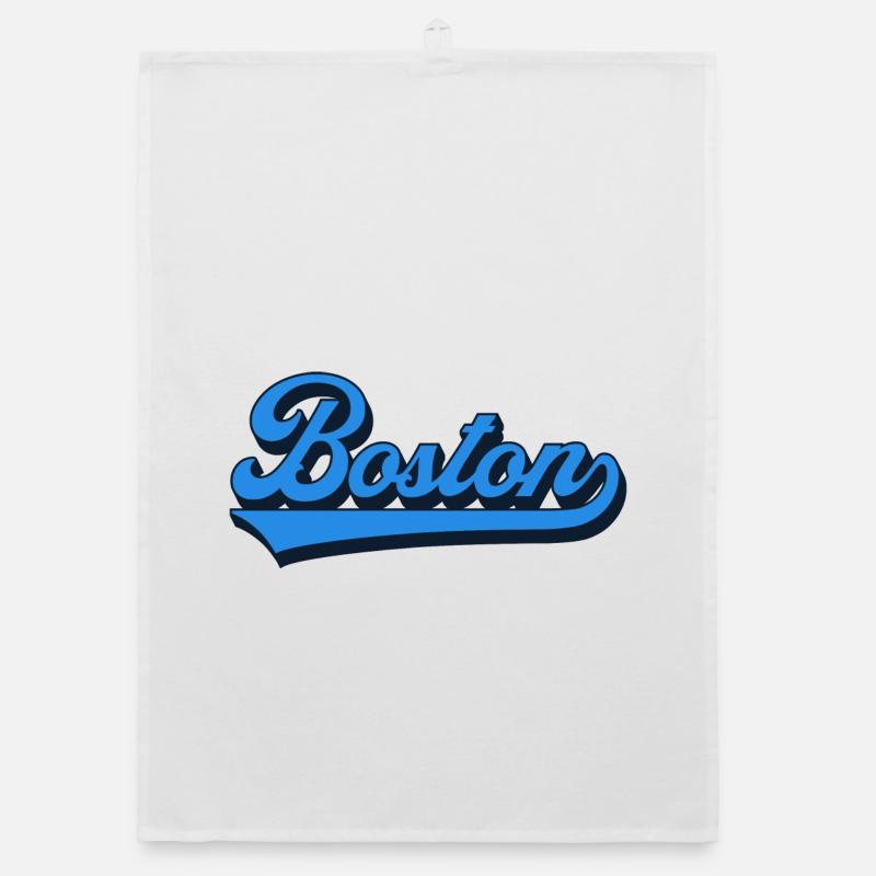 Boston Blue Script Rétro Torchon bio