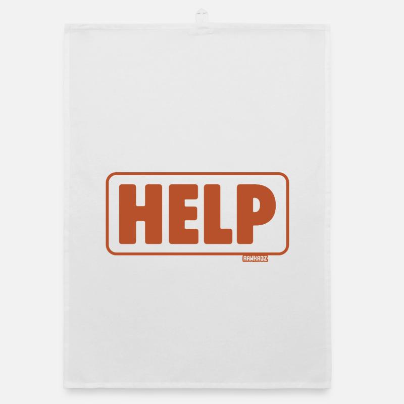Notruf Schild Retro Design Hilfe Organic Geschirrtuch