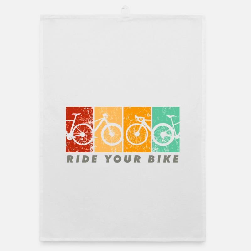 Roulez à vélo – Design rétro classique - Torchon bio - blanc