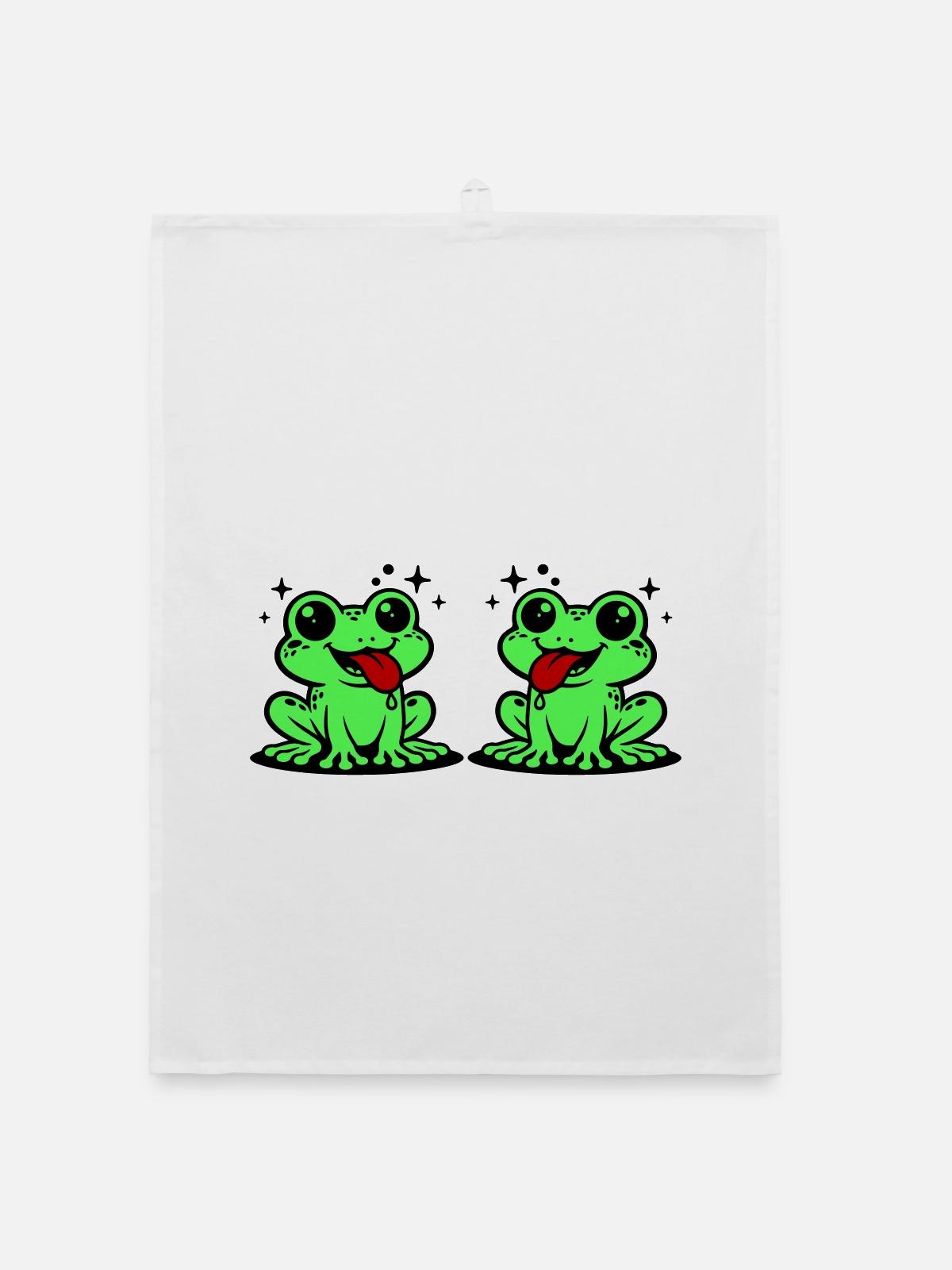 Kröte paar Frosch - Organic Geschirrtuch - Weiß - Vorne