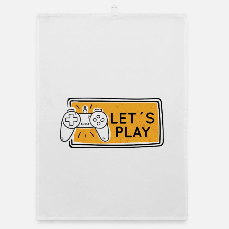 Let's Play Gaming Controller Graphic Organic dish towel