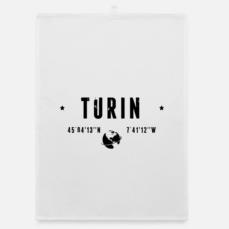 Turin Italy Coordinates Gps Globe Organic dish towel