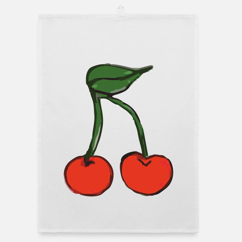 kirsche cherry - Organic Geschirrtuch - Weiß