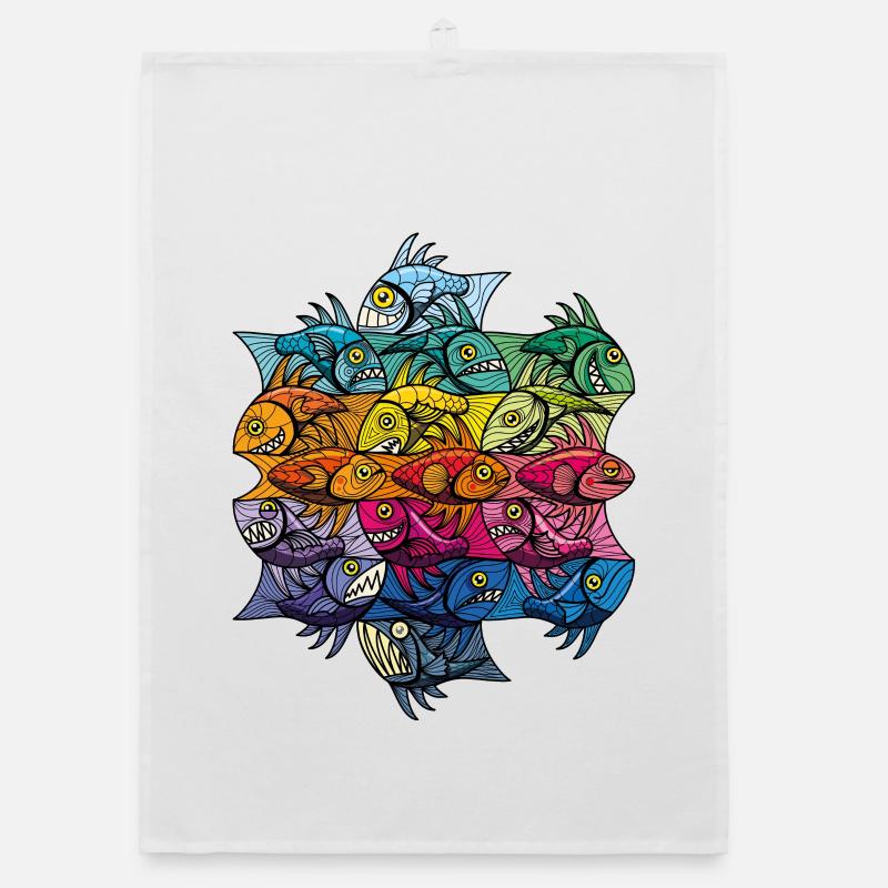 Modèle V de modèle de poisson-Escherfish - Torchon bio - blanc