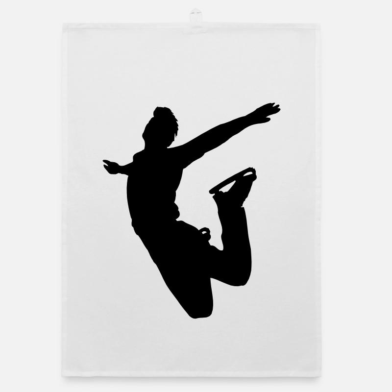 Jumping figure skater shadow image Organic dish towel