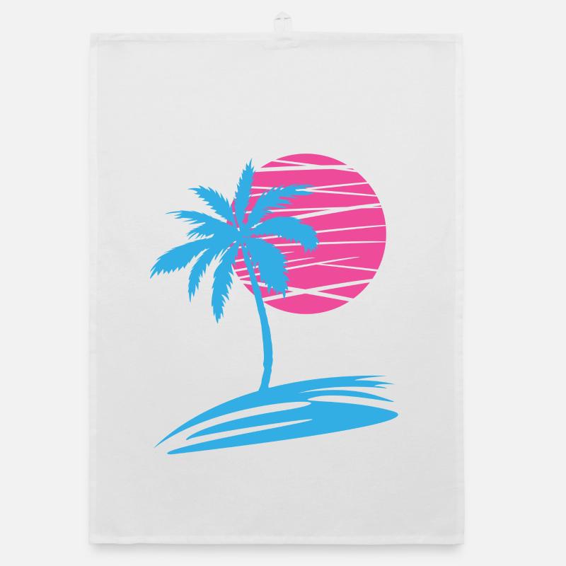 PALMIER D’ÉTÉ DEVANT LE SOLEIL Torchon bio