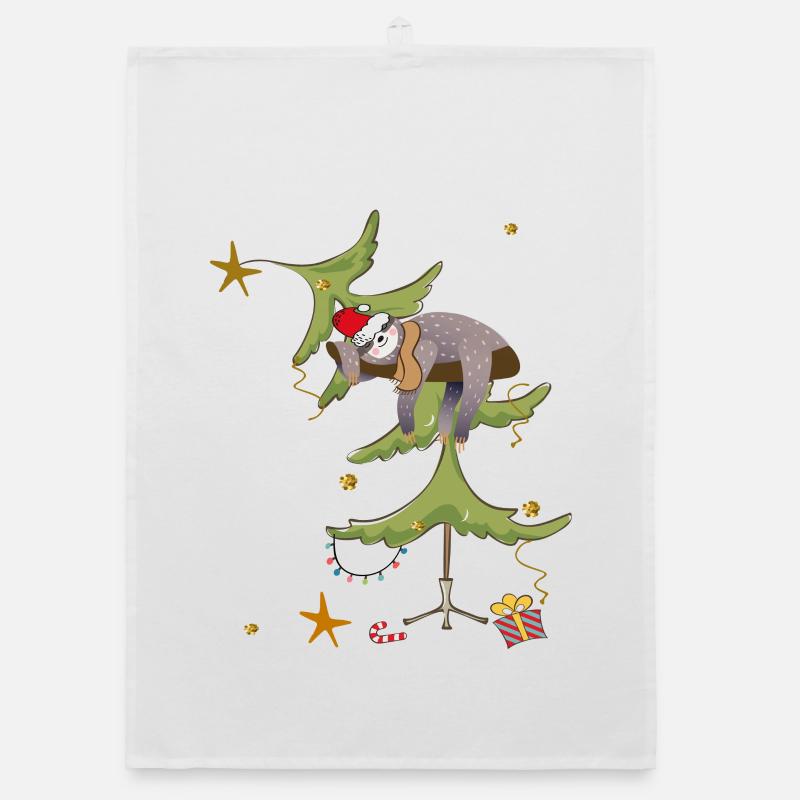 Sloth Christmas Organic dish towel