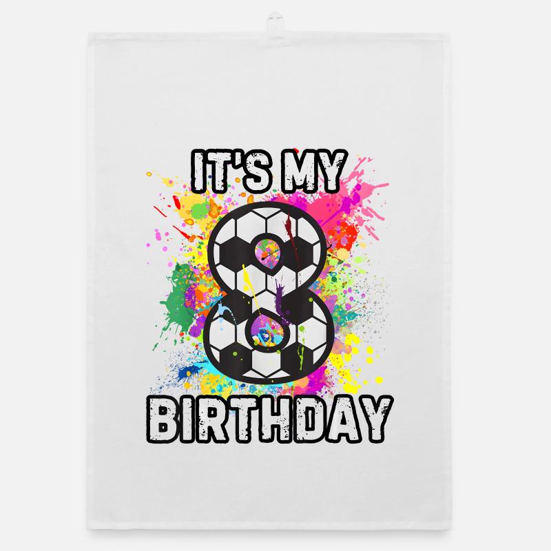 C’est mon 8e anniversaire de football - Torchon bio - blanc