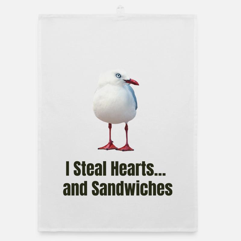 Whimsical Seagull with Heartwarming Message Organic dish towel
