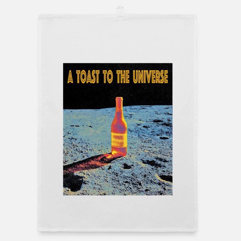 Space celebration with wine bottle Organic dish towel