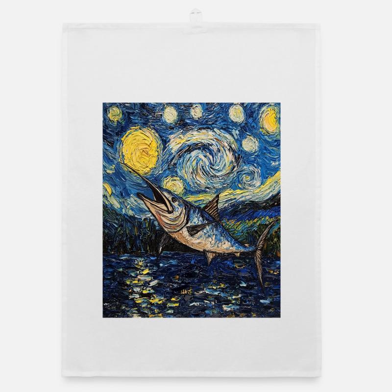 Marlin bleu, style Van Gogh, étoilé Torchon bio