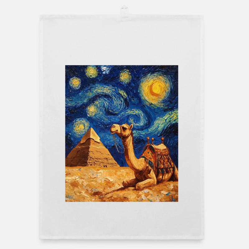 Kamel Van Gogh Style Starry  Organic Geschirrtuch