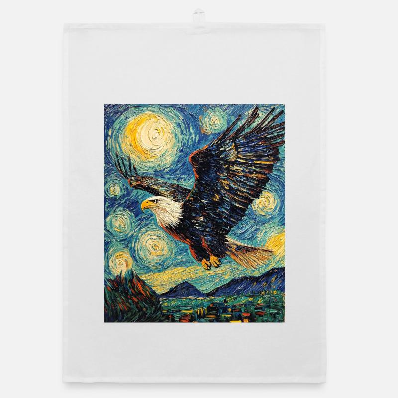 Adler Vogel Van Gogh Style Starry Night Organic Geschirrtuch
