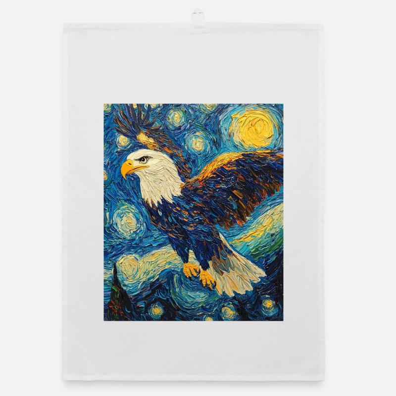 Adler Vogel Van Gogh Style Starry Night Organic Geschirrtuch