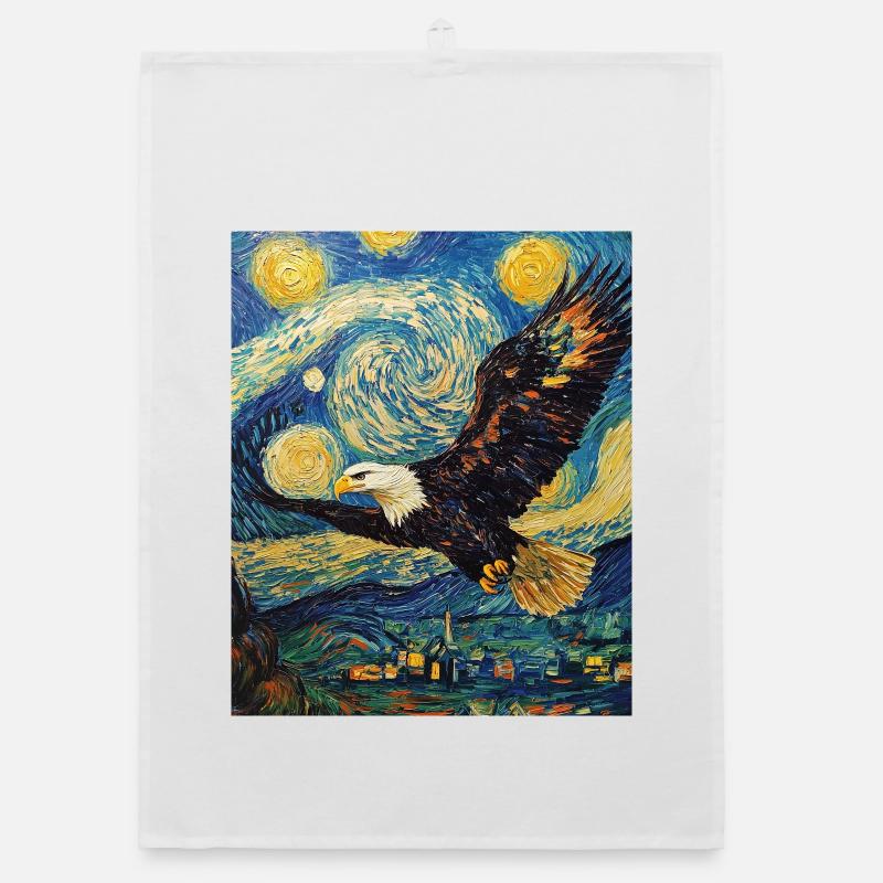 Adler Vogel Van Gogh Style Starry Night Organic Geschirrtuch