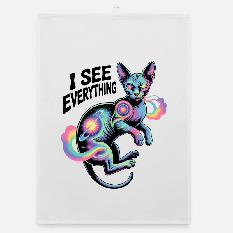 Cosmic Nebula Cat Artwork Organic dish towel