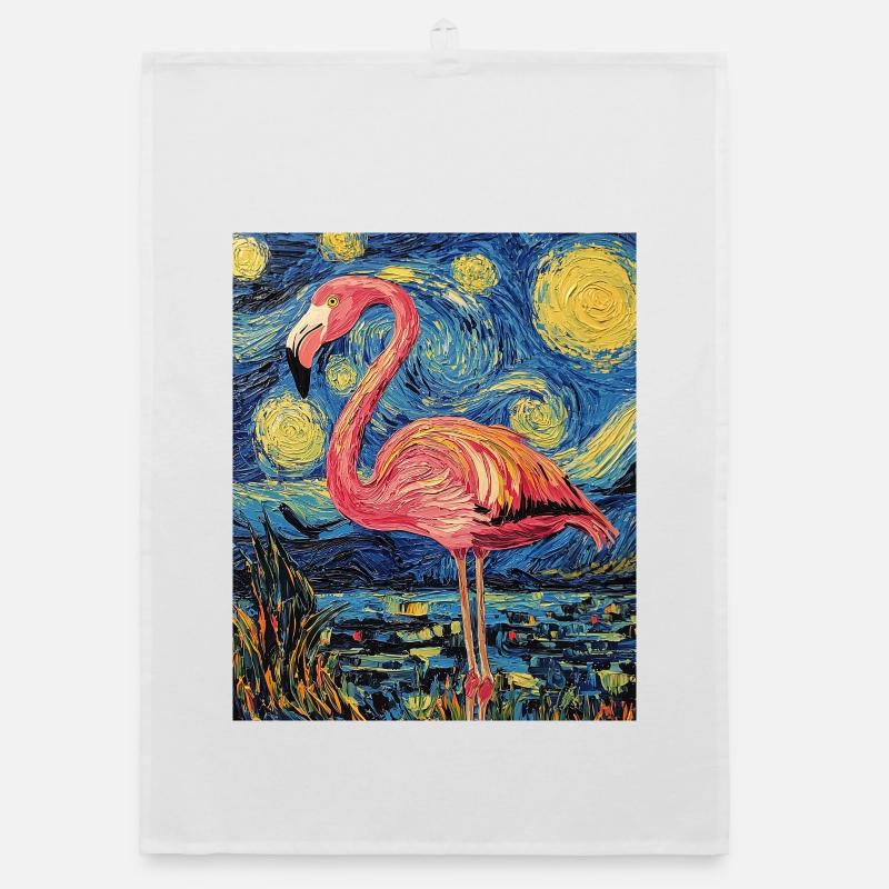 Flamingo Van Gogh Style Starry Night Organic Geschirrtuch