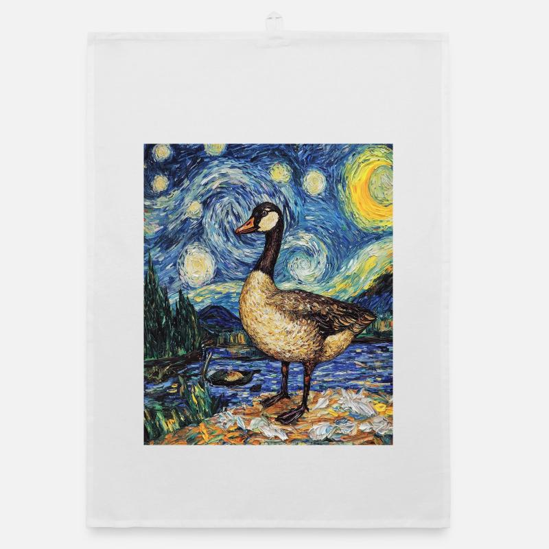 Gans Ente Vogel Van Gogh Style Starry Night Organic Geschirrtuch