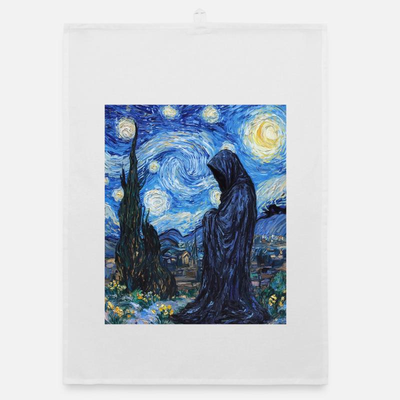 Ghost Van Gogh Style Starry Night Organic dish towel
