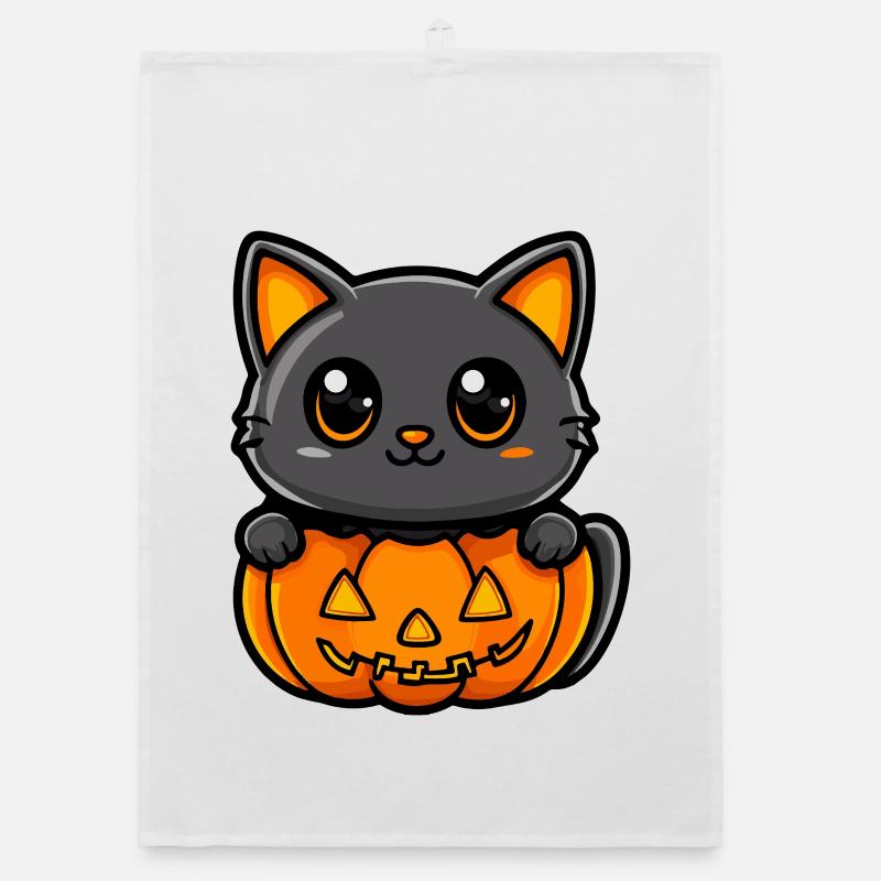 Chat Halloween Chat Bande dessinée Torchon bio