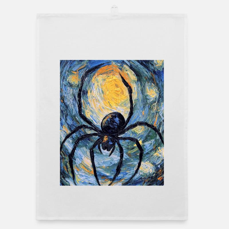 Spider Spiders Halloween Van Gogh Style Organic dish towel