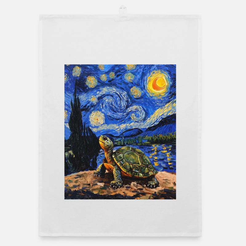 Turtle Van Gogh Style Organic dish towel