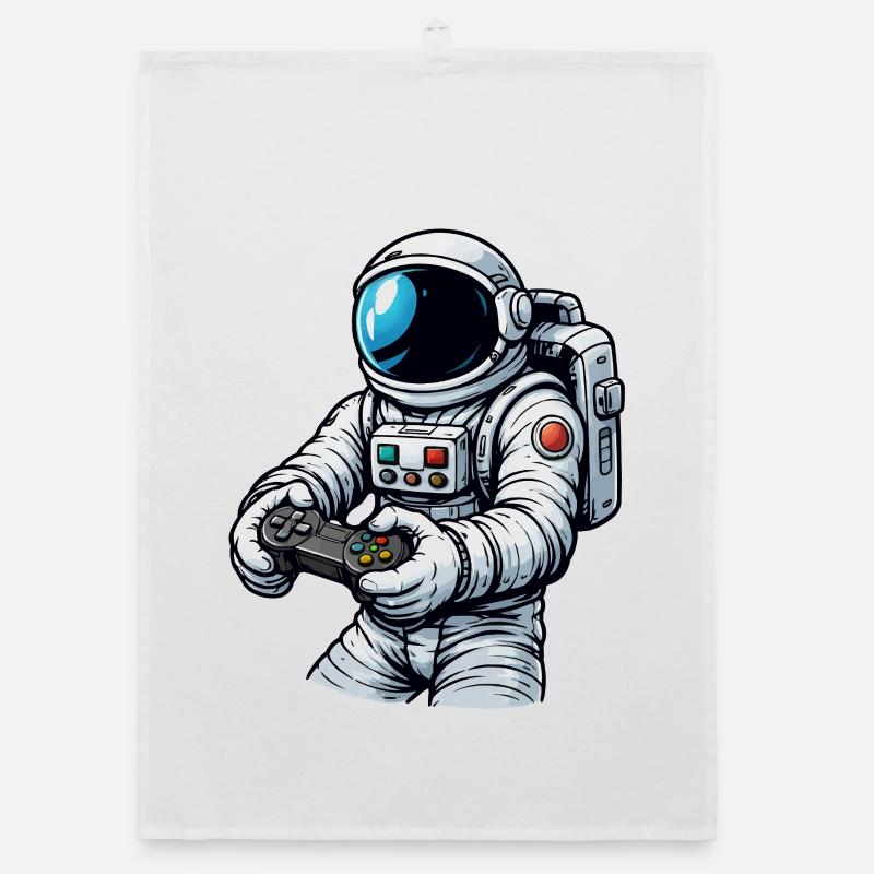 Astronaute avec manette de jeu Torchon bio