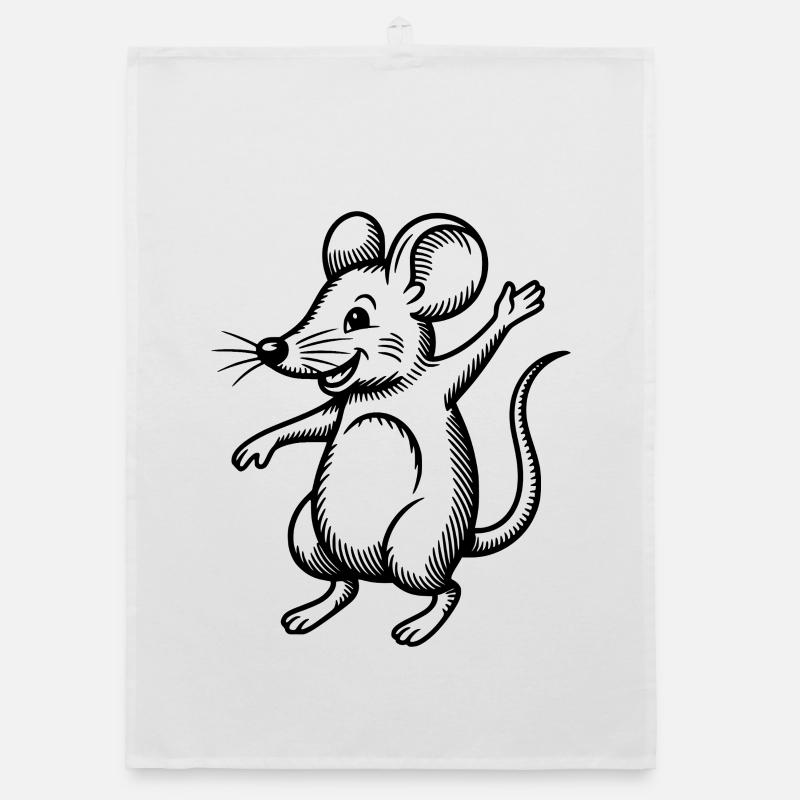 Mouse Dancing Jumping Laughing Jumping Waving Celebrating Organic dish towel
