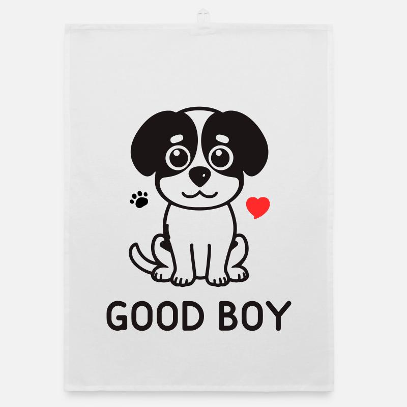 Bon garçon – Motif du chien mignon Torchon bio
