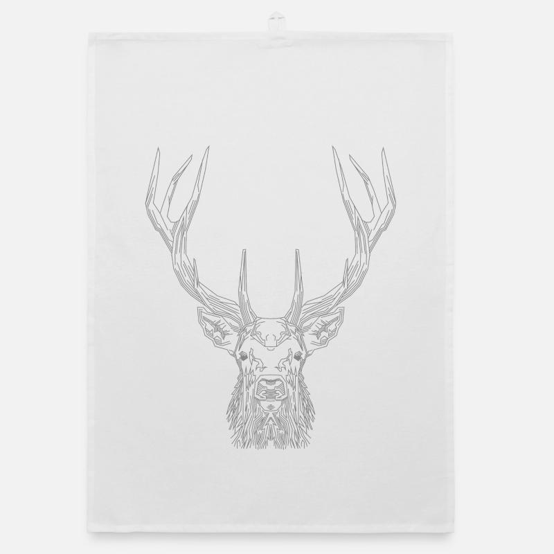 Tech Deer – Geometrischer Hirsch in Grau Organic Geschirrtuch