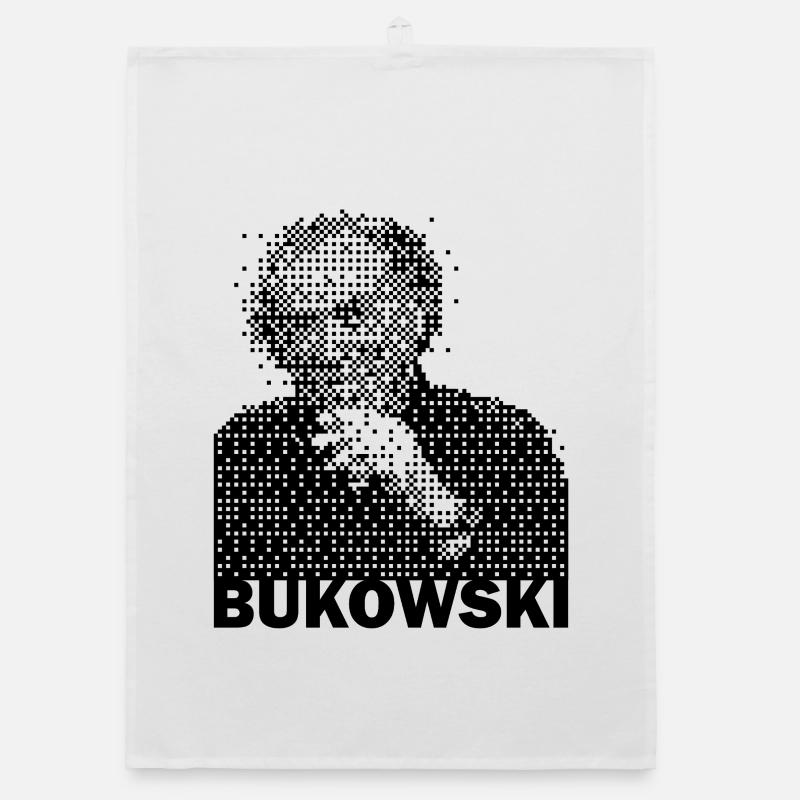 Charles Bukowski portrait Organic dish towel