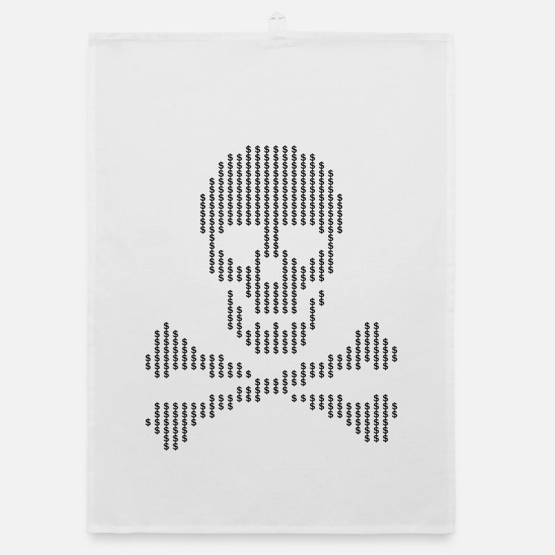 Points de dollar en forme de crâne en os croisés Torchon bio