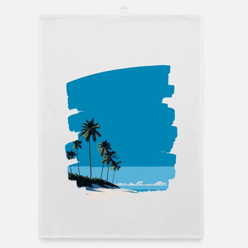Strand Meer Palmen Organic Geschirrtuch