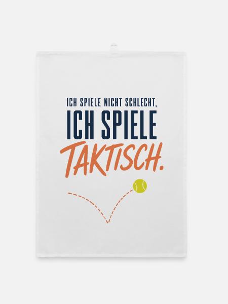 Ich spiele taktisch Lustiger Tennis Spruch - Organic Geschirrtuch - Weiß - Vorne