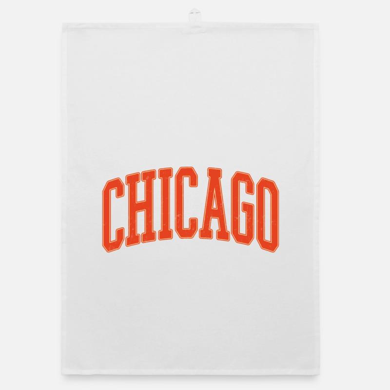 Chicago Arc Text in Orange 3D Organic dish towel
