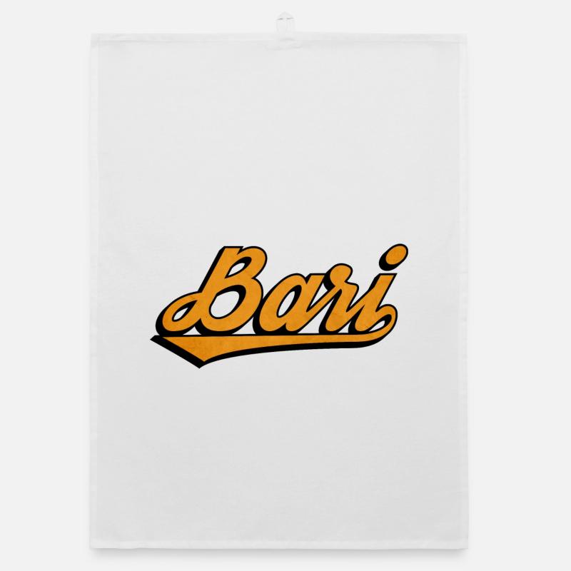 Bari Script: Orange Retro Logo Organic Geschirrtuch