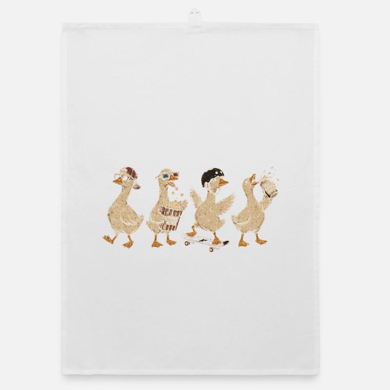 Retro Quack: Skateboard Quacks Organic dish towel