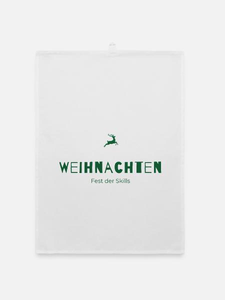Weihnachten – Fest der Skills | Humorvolles Statem - Organic Geschirrtuch - Weiß - Vorne