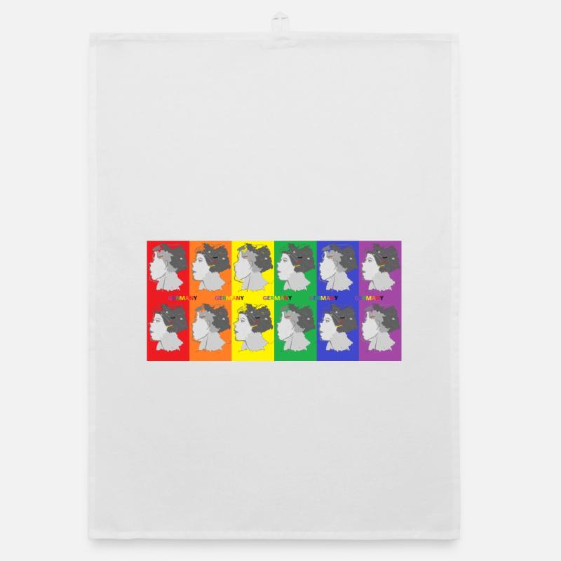 Femme avec illustration pop art colorée - Torchon bio - blanc