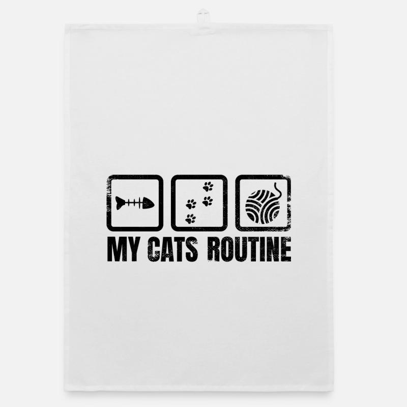 Cat Daily Routine Organic dish towel