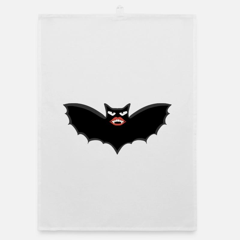 Gothic Vampire bat with huge lips Organic dish towel