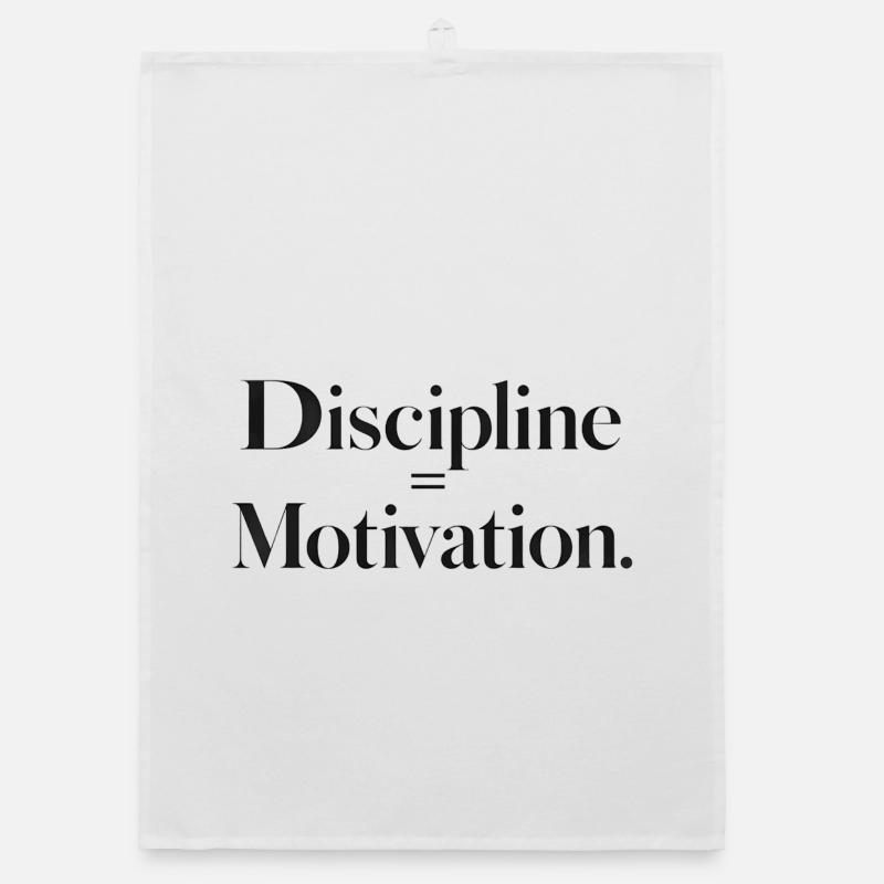 Discipline Motivation Typographie - Torchon bio - blanc