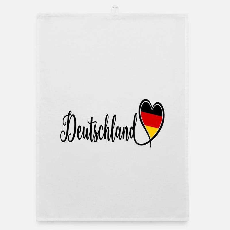 Deutschland Herzflagge Script Organic Geschirrtuch