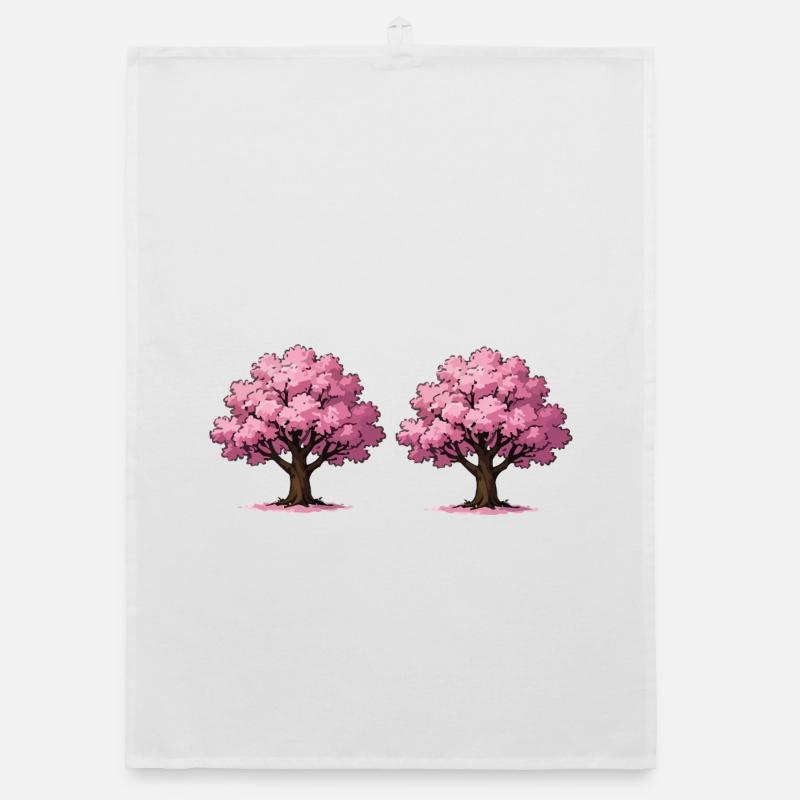 Cherry Blossom Tree Art Organic dish towel