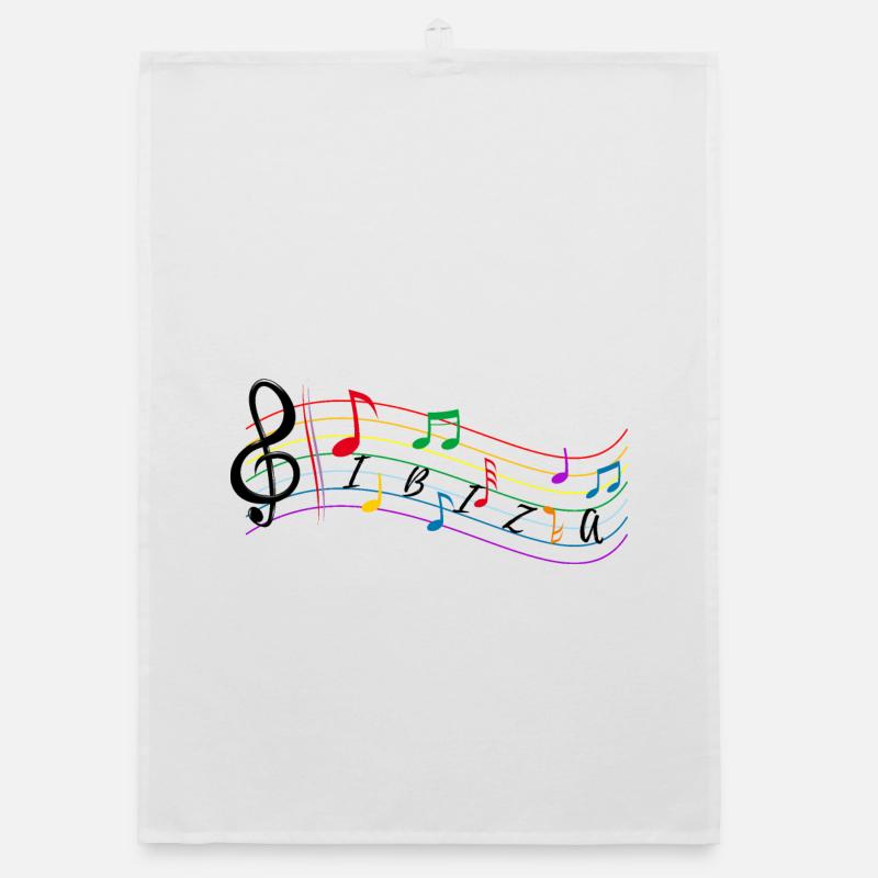 Partition Ibiza - Notes de musique - Kook Art - Torchon bio - blanc