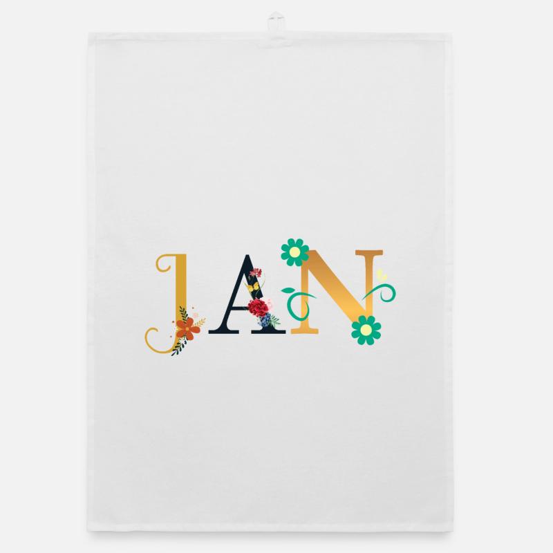 JAN Nom Décoré de Fleurs Torchon bio