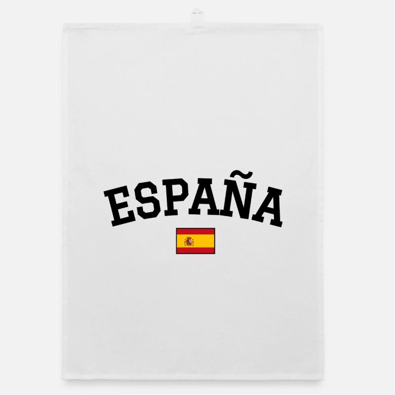 Spanien Flagge  Design Schwarz Organic Geschirrtuch
