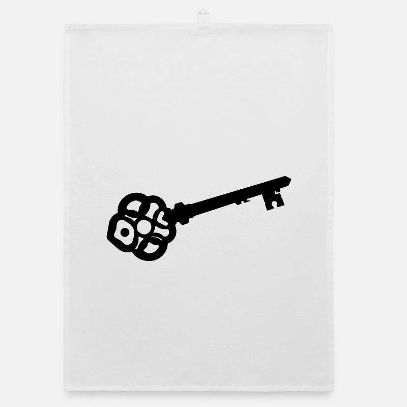 Ornate Skeleton Key Silhouette Organic dish towel