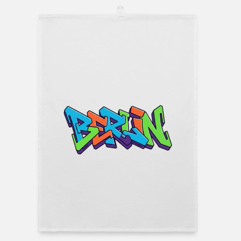 Berlin Streets Graffiti Colour Explosion - Organic dish towel - white